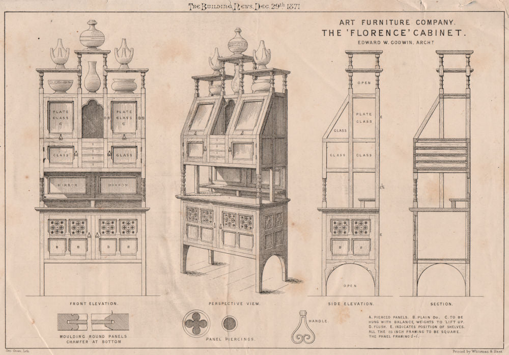 The Furniture Company. The 'Florence' cabinet; Edward W. Godwin, Architect 1871